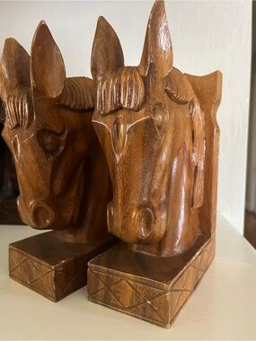 Vintage Monkey pod horse heads